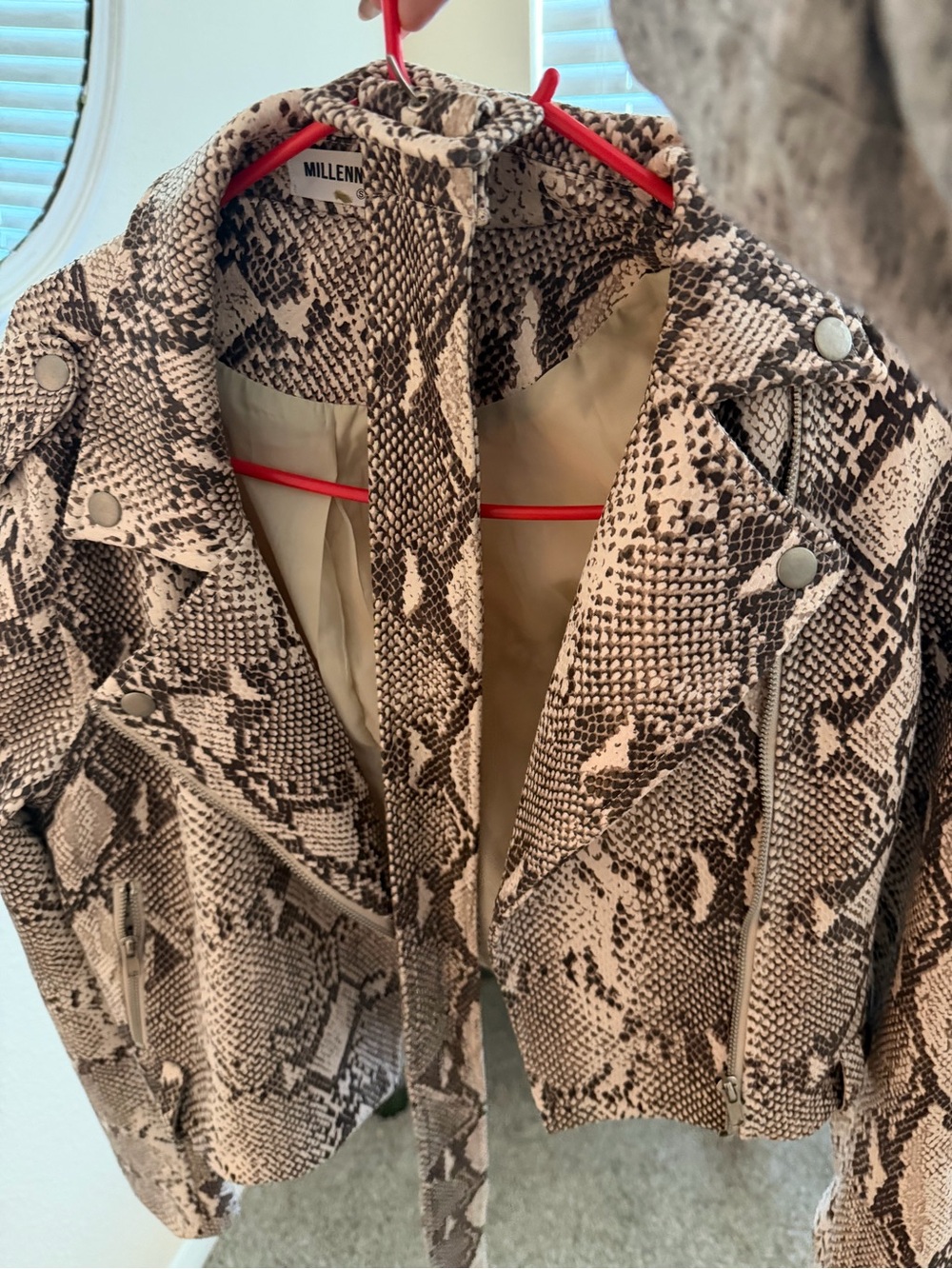 Millennia Snake Print Moto Jacket
